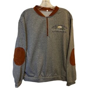 Appalachia Come Hell or High Water Gray Quarter Zip Pullover Elbow Patches xL